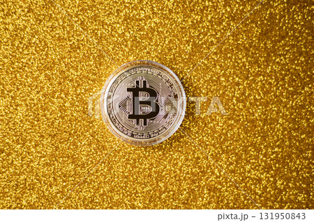 Bitcoin virtual money and fiat money coins euro 131950843