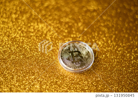 Bitcoin virtual money and fiat money coins euro 131950845