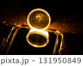 Bitcoin icon sign payment symbol golden background 131950849