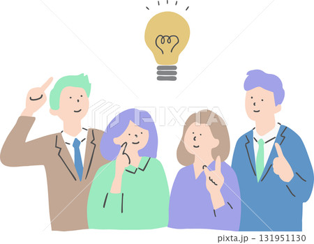 アイデアを出し合う4人の男女 131951130