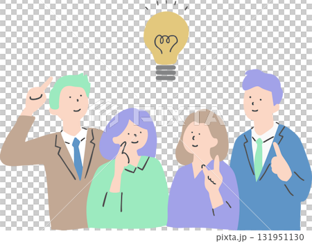 アイデアを出し合う4人の男女 131951130