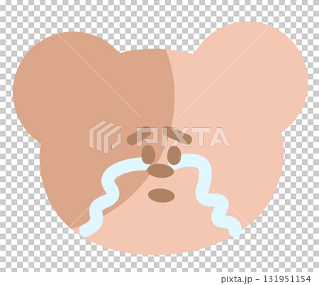 Illustration of teddy bear crying expression for cartoon character, comic, pet shop, vet, emoji, mood, emotion, emotion, feeling, zoo, souvenir shop, pin, animal brooch, sticker, icon, bear face shape 131951154