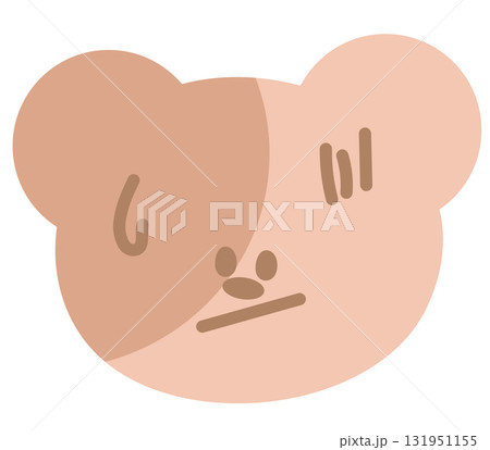 Illustration of teddy bear scared expression for cartoon character, comic, pet shop, vet, emoji, mood, emotion, emotion, feeling, zoo, souvenir shop, animal brooch, sticker, icon, bear face shape 131951155