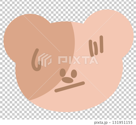 Illustration of teddy bear scared expression for cartoon character, comic, pet shop, vet, emoji, mood, emotion, emotion, feeling, zoo, souvenir shop, animal brooch, sticker, icon, bear face shape 131951155