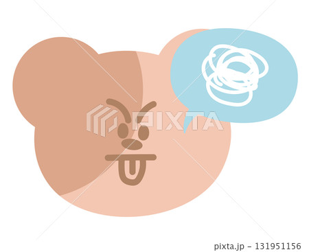 Illustration of teddy bear tongue out expression for cartoon character, comic, pet shop, vet, emoji, mood, emotion, emotion, feeling, zoo, souvenir shop, animal brooch, sticker, icon, bear face shape 131951156