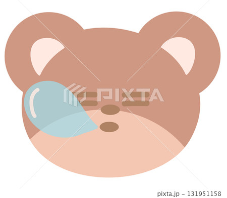 Illustration of sleeping teddy bear expression for cartoon character, comic, pet shop, vet, emoji, mood, emotion, emotion, feeling, zoo, souvenir shop, animal brooch, sticker, icon, bear face shape 131951158