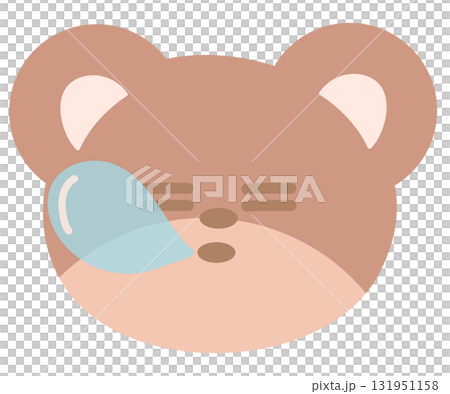 Illustration of sleeping teddy bear expression for cartoon character, comic, pet shop, vet, emoji, mood, emotion, emotion, feeling, zoo, souvenir shop, animal brooch, sticker, icon, bear face shape 131951158