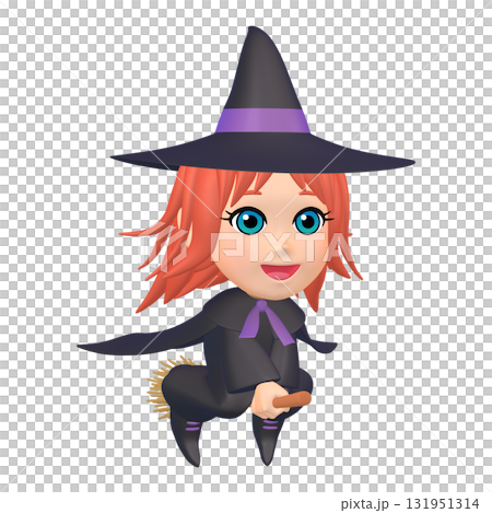Halloween illustration material: A little witch on a broom (1_1) Halloween illustration material: A little witch on a broom (1_1) 131951314