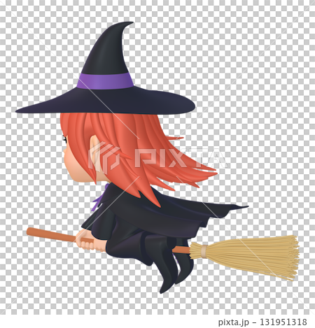 Halloween illustration material: A little witch on a broom (1_5) Halloween illustration material: A little witch on a broom (1_5) 131951318