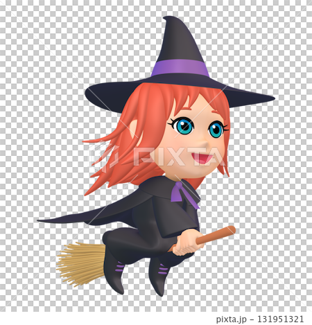Halloween illustration material: A little witch on a broom (1_8) Halloween illustration material: A little witch on a broom (1_8) 131951321
