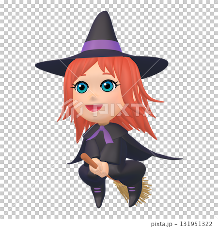 ハロウィンのイラスト素材 箒に乗った小さな魔女(1_9) ハロウィンのイラスト素材 箒に乗った小さな魔女(1_9) 131951322