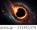 Black hole, stars and cloud fields in outer space. planetary nebula. Nebula in outer space, galaxy. Beautiful space neon abstract background. 3D illustration 131951376