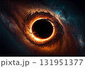 Black hole, stars and cloud fields in outer space. planetary nebula. Nebula in outer space, galaxy. Beautiful space neon abstract background. 3D illustration 131951377