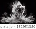 Realistic white smoke explosion over a black background 131951380