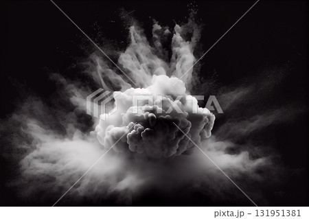 Realistic white smoke explosion over a black background. Big smoke explosion Realistic white smoke explosion over a black background. Big smoke explosion 131951381