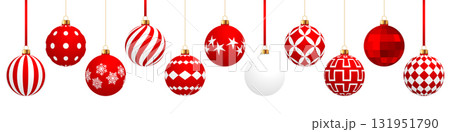 Christmas balls set, realistic red baubles, hanging ornament Christmas balls set, realistic red baubles, hanging ornament 131951790