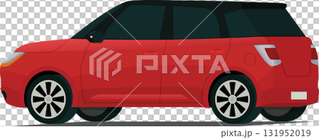 Modern family hatchback angled rear view 131952019