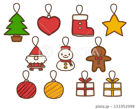 かわいいクリスマスオーナメントのイラスト素材 かわいいクリスマスオーナメントのイラスト素材 131952099
