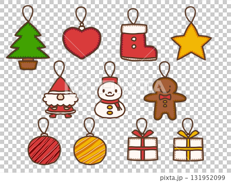 かわいいクリスマスオーナメントのイラスト素材 かわいいクリスマスオーナメントのイラスト素材 131952099