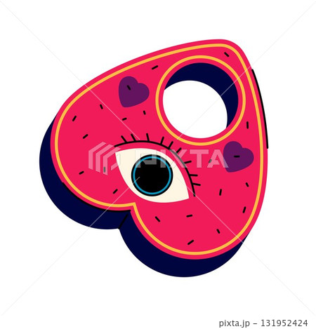 Spirit or ouija board pointer. Vector planchette for occult seances, spirit communication, ghost contact. Element for esoteric ritual or prophecy, spiritualism. Medium and psychic symbol. Paranormal. Spirit or ouija board pointer. Vector planchette for occult seances, spirit communication, ghost contact. Element for esoteric ritual or prophecy, spiritualism. Medium and psychic symbol. Paranormal. 131952424