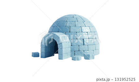 Intriguing igloo, a winter structure built of ice blocks, an Inuit home, evoking cold, wintery feelings, an icy refuge, perfect for seasonal decorationsIntriguing igloo, a winter structure built of ic 131952525
