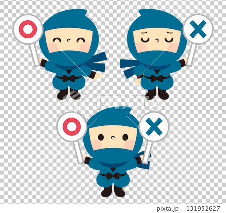 忍者舉著圓形標誌 131952627