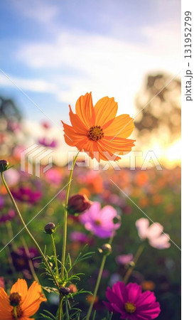Pink summer flowers bloom beautifully on the beach landscape 131952799