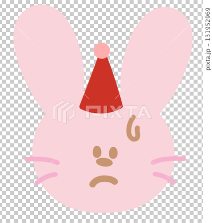 Illustration of pink bunny confused expression for cartoon characters, comic, pet shop, vet, emoji, mood, emotion, emotion, feeling, rabbit icon, animal, happy easter, zoo, souvenir shop, brooch, pin 131952969