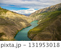 Azure water reservoir . Dagestan. Sulak or Sulakskiy canyon. .Russia. Picturesque day and gorgeous scene. Location . Wonderful image of wallpaper. Exploring the world's beauty. 131953018