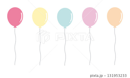淡い色の風船セット　カラフル 131953233