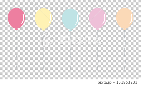 淡い色の風船セット　カラフル 131953233