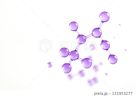 紫色の透明分子構造の背景｜上品で先進的な美容・サイエンスイメージ素材 131953277