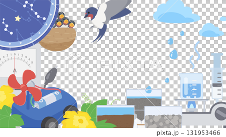 理科の小学校4年生の内容をイメージした背景イラスト_16:9 理科の小学校4年生の内容をイメージした背景イラスト_16:9 131953466