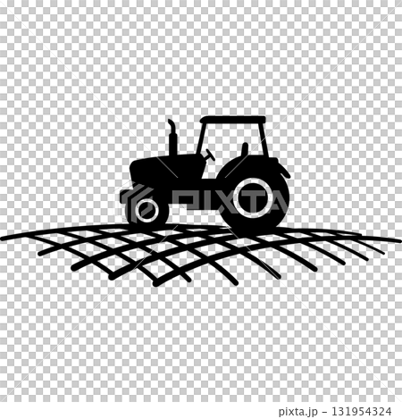 tractor with field outline icon tractor with field outline icon 131954324