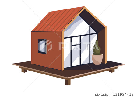 Modular house unit. Vector contemporary eco home. Portable accommodation or mobile building. Living construction efficiency. Isometric transportable prefabricated dwelling. Urban architecture outdoor. Modular house unit. Vector contemporary eco home. Portable accommodation or mobile building. Living construction efficiency. Isometric transportable prefabricated dwelling. Urban architecture outdoor. 131954415
