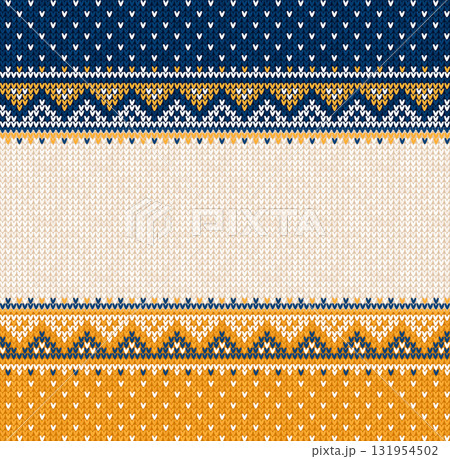 Cozy Knitted Christmas Border with Snowflakes and Scaninavian Ornaments. Cozy Knitted Christmas Border with Snowflakes and Scaninavian Ornaments. 131954502