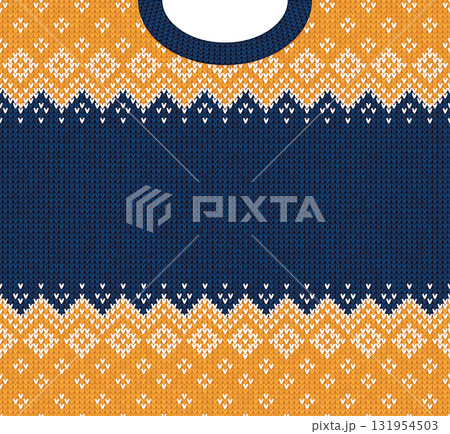 Cozy Knitted Christmas Border with Snowflakes 131954503