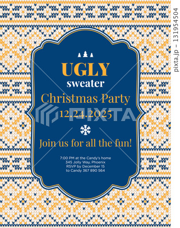 Merry Christmas Knitted Sweater Design Cozy Holiday Pattern 131954504