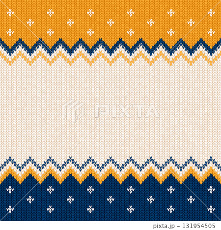 Cozy Knitted Christmas Border with Snowflakes and Scaninavian Ornaments. 131954505