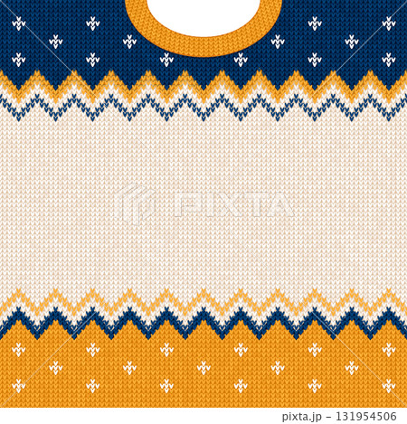Cozy Knitted Christmas Border with Snowflakes 131954506