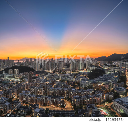 Oct 3 2025 Twilight Skyline View Over Kowloon, Hong Kong 131954884