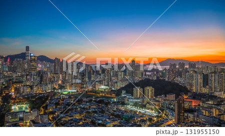 Oct 3 2025 Twilight Skyline View Over Kowloon, Hong Kong Oct 3 2025 Twilight Skyline View Over Kowloon, Hong Kong 131955150