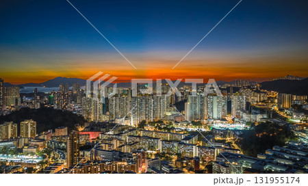 Oct 3 2025 Twilight Skyline View Over Kowloon, Hong Kong 131955174