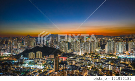 Oct 3 2025 Twilight Skyline View Over Kowloon, Hong Kong Oct 3 2025 Twilight Skyline View Over Kowloon, Hong Kong 131955183