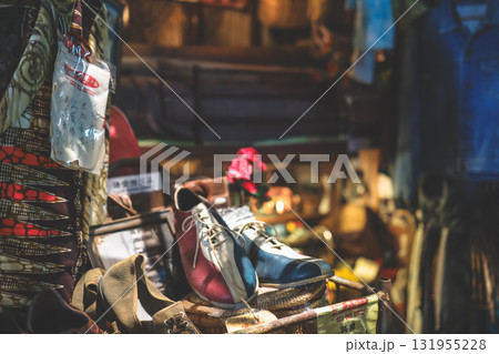 Sept 27 2025 Colorful Street Market Shoes Display With Bags and Cozy 131955228