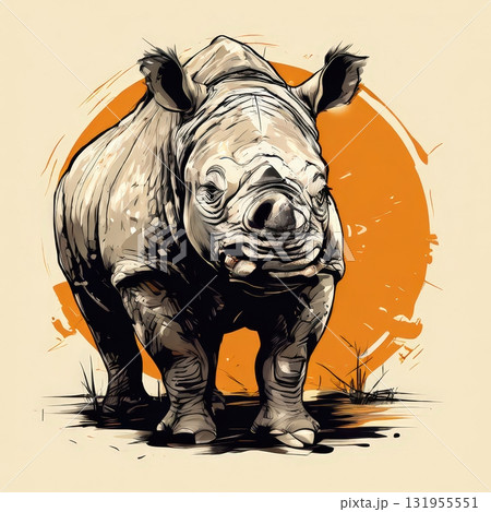 an AI Image Generator, Detailed Illustration of a White Rhinoceros Against 131955551