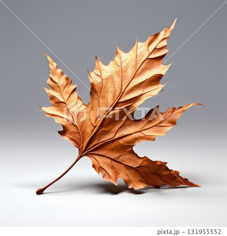 an AI Image Generator, Elegant Copper Maple Leaf Sculpture With Cream Highlights 131955552