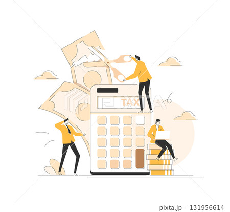 Tax Deduction,Taxes and fees paid Financial costs, calculation of mandatory payments. personal income tax, taxation, tax credit metaphor 131956614