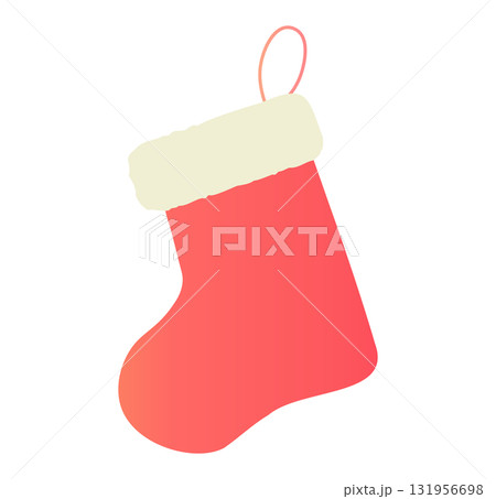 かわいい赤いクリスマスの靴下のベクターイラスト_クリスマスと冬の素材 かわいい赤いクリスマスの靴下のベクターイラスト_クリスマスと冬の素材 131956698