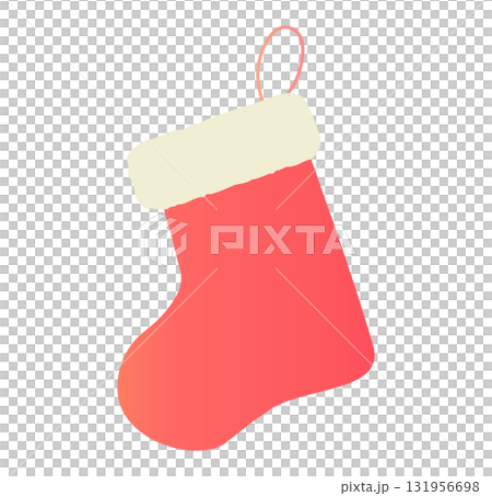 かわいい赤いクリスマスの靴下のベクターイラスト_クリスマスと冬の素材 かわいい赤いクリスマスの靴下のベクターイラスト_クリスマスと冬の素材 131956698